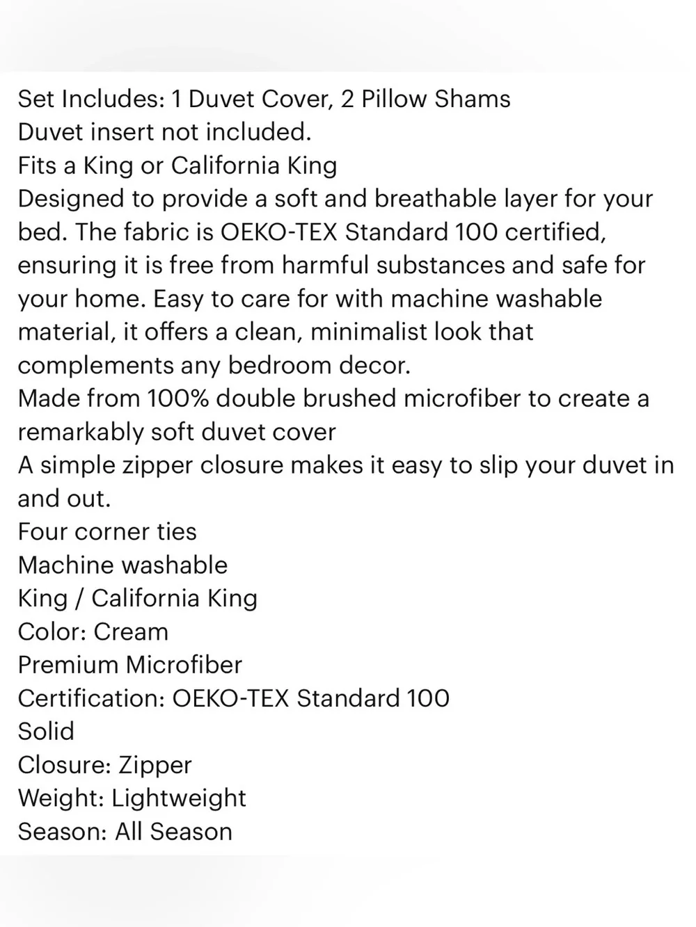 Bare Home Off-White Duvet Cover Set - King/Cal King